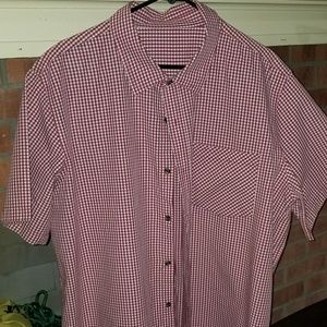2XL Red Gingham Checkered Short Sleeve Button Up
